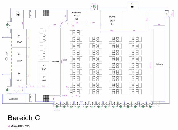 Standfläche - Halle C (1x3m - min. 3x3)