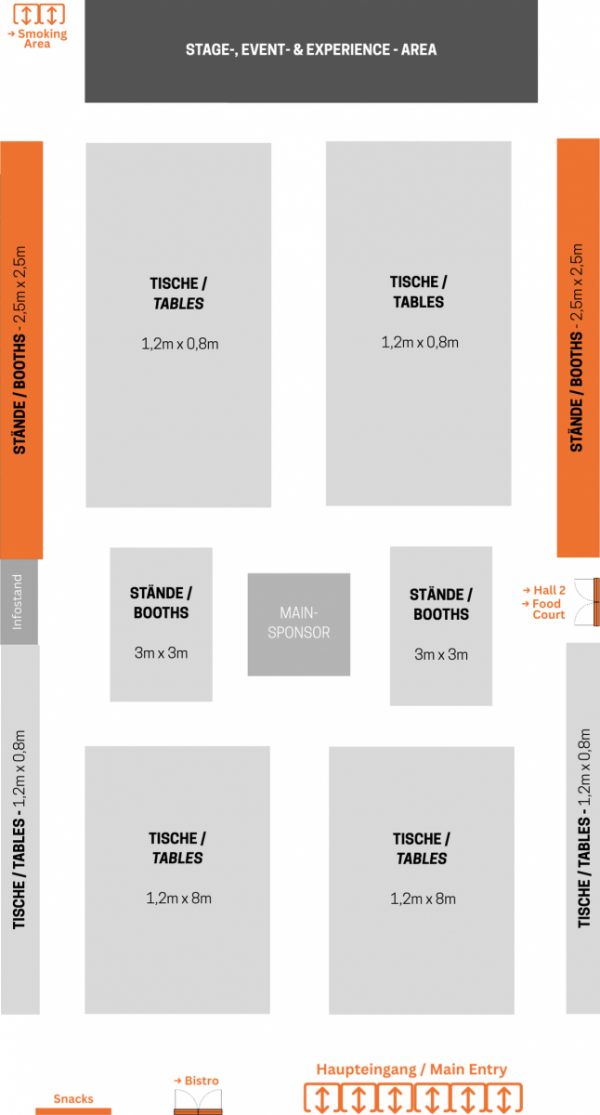 Stand | 2,5 m Tiefe | Hallenrand